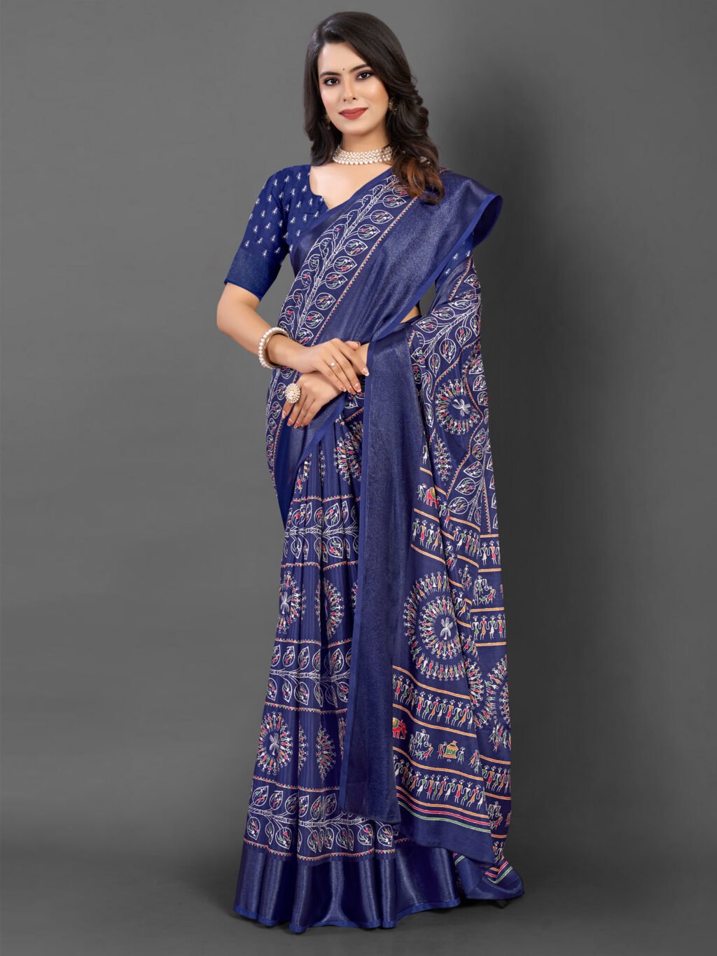 Image of Navy Blue Silk Saree
