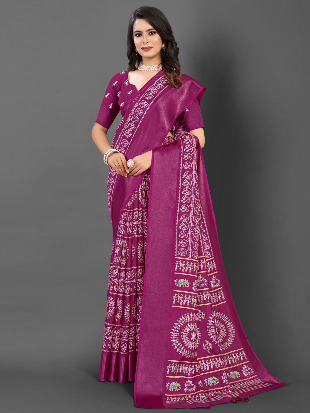 Image of Magenta Silk Saree