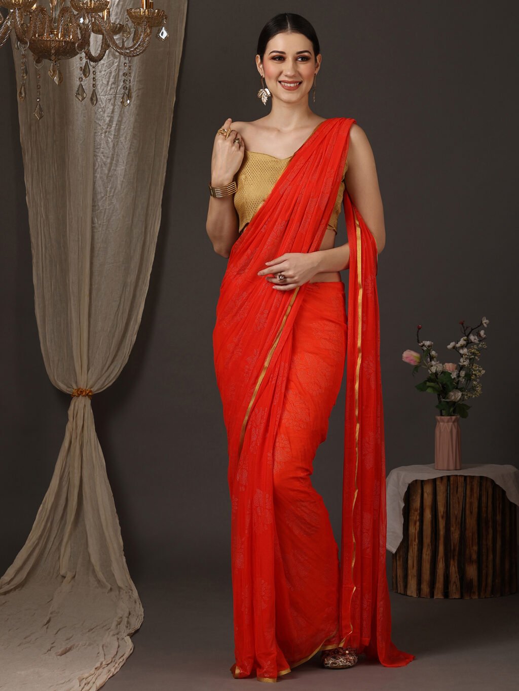Image of Pink Chiffon Saree