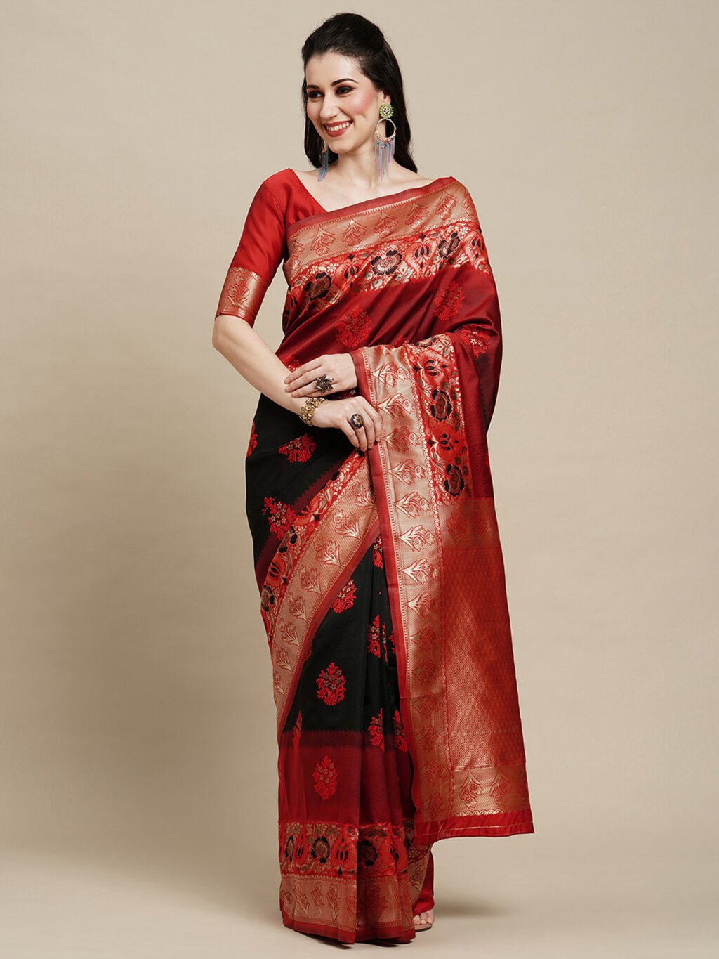 Image of Black Silk Saree