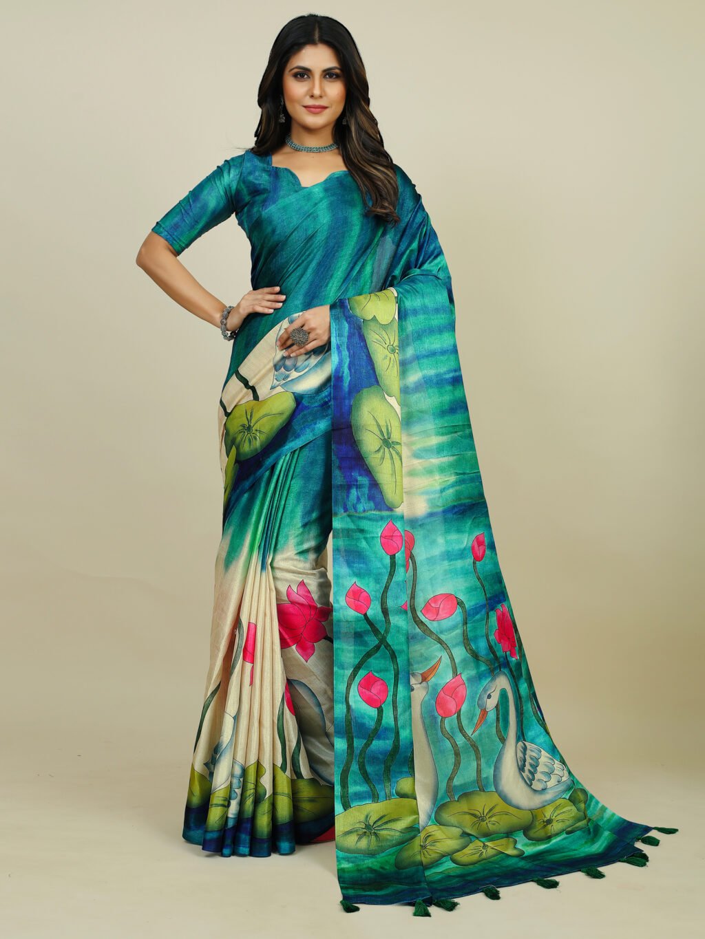 Image of Blue Silk Saree