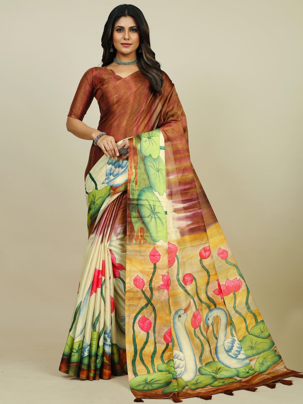 Image of Brown Silk Saree