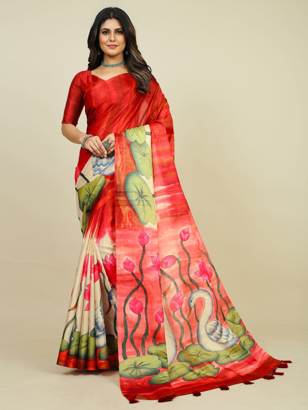 Image of Red Silk Saree