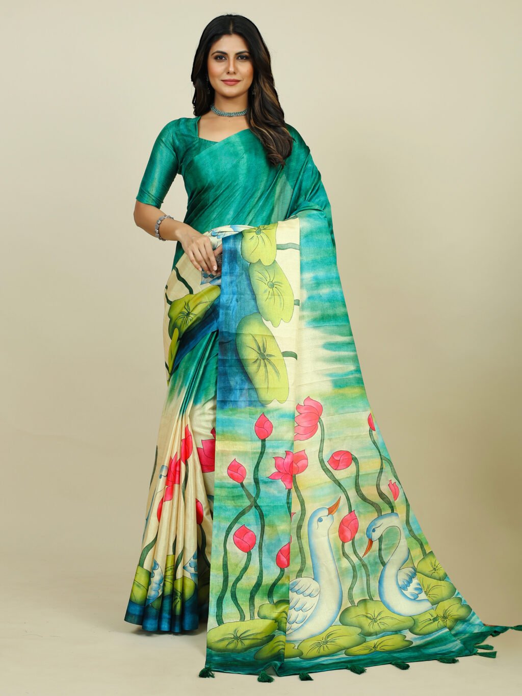 Image of Sea Green Silk Saree