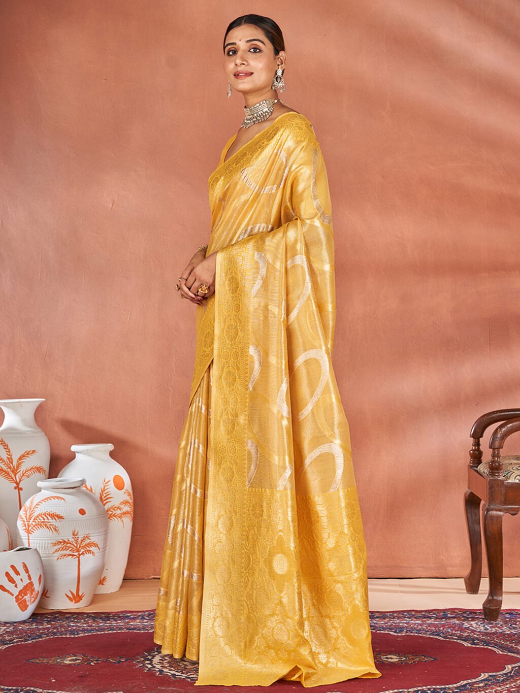 Yellow Cotton Saree - Image 4