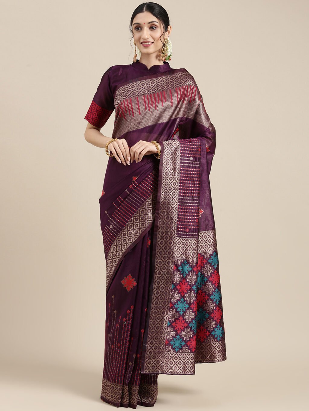 Image of Purple Silk Saree