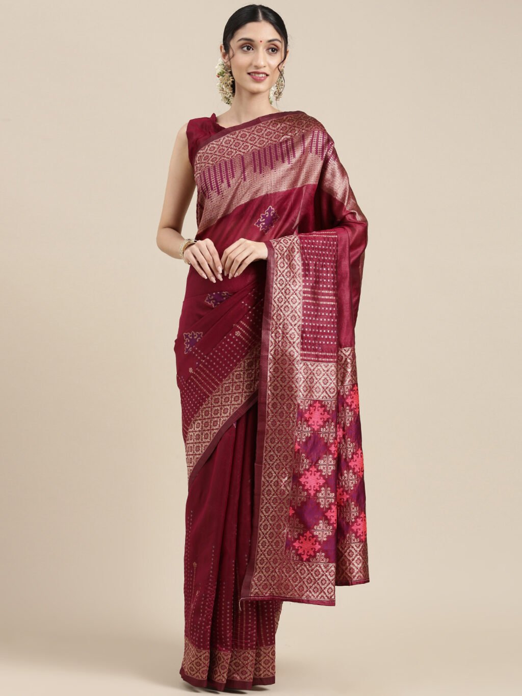Image of Magenta Silk Saree