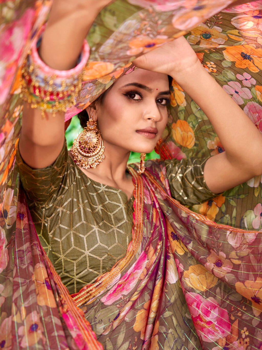 showcasing the beauty and craftsmanship of Designer Saree.