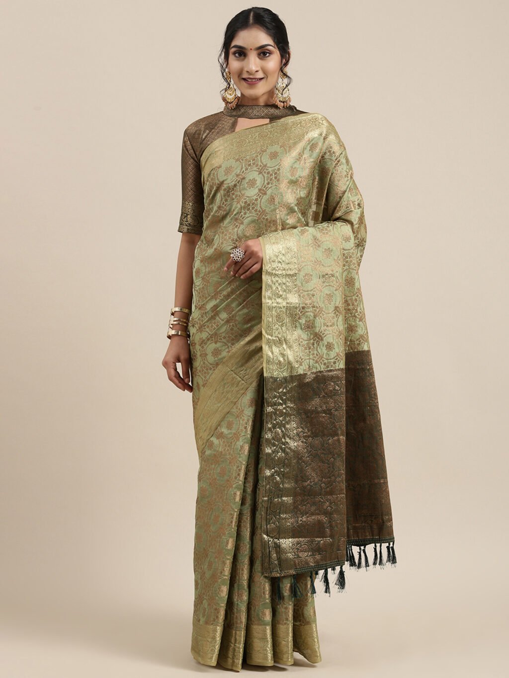 Image of Olive Silk Saree