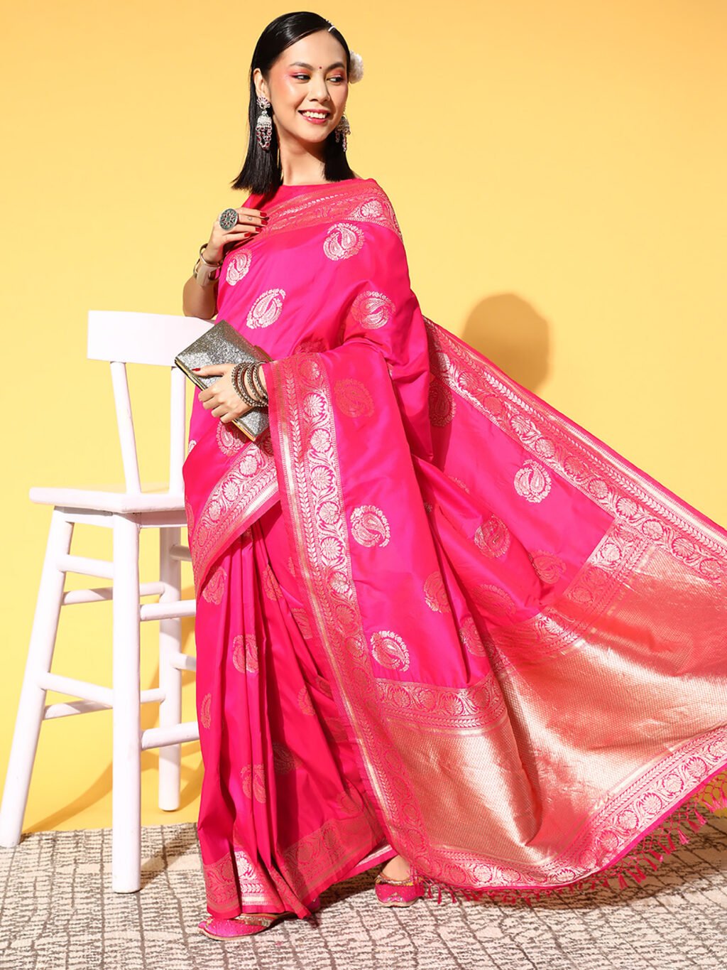 Pink Silk Saree - Image 3