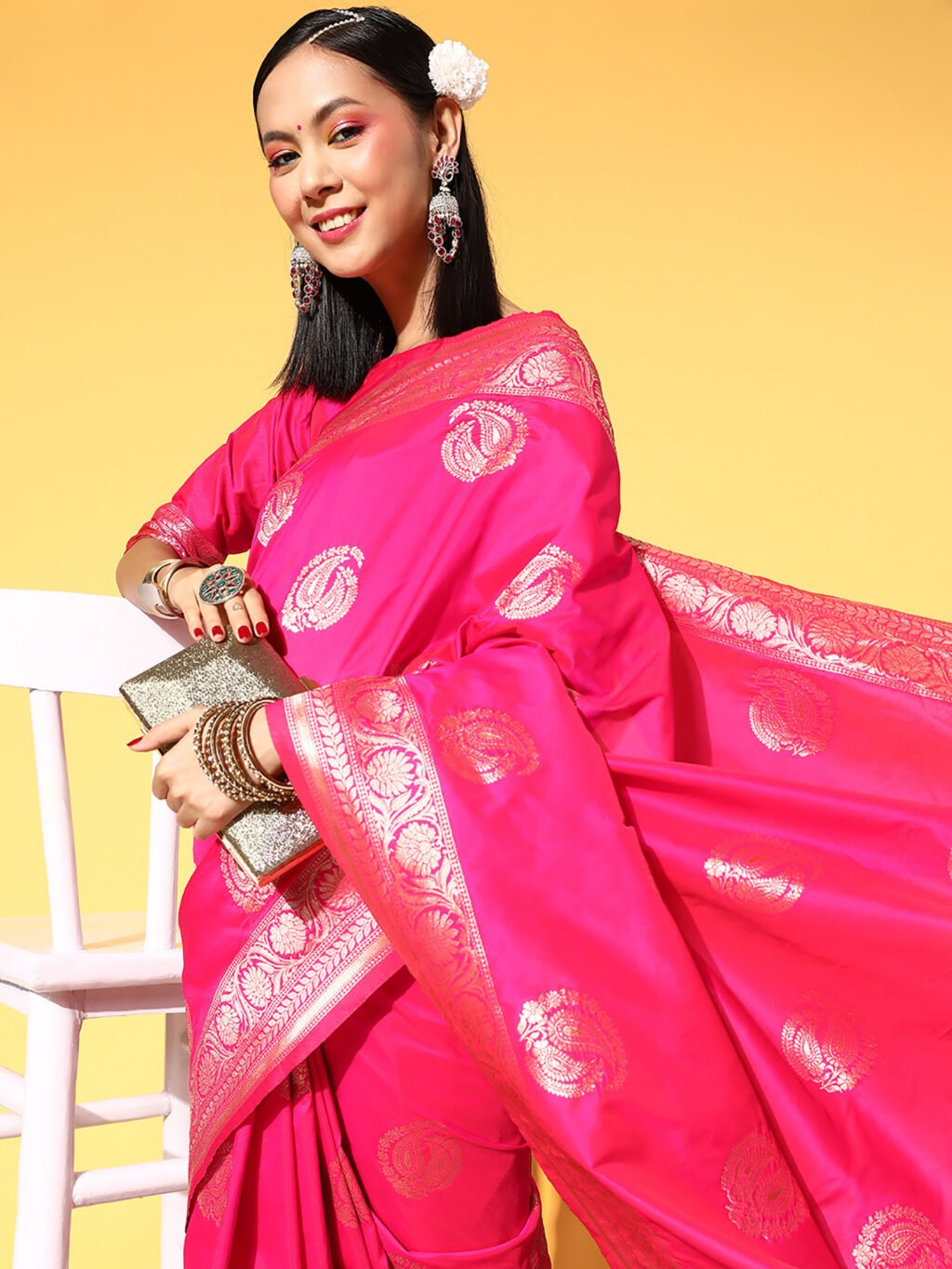 Pink Silk Saree - Image 4