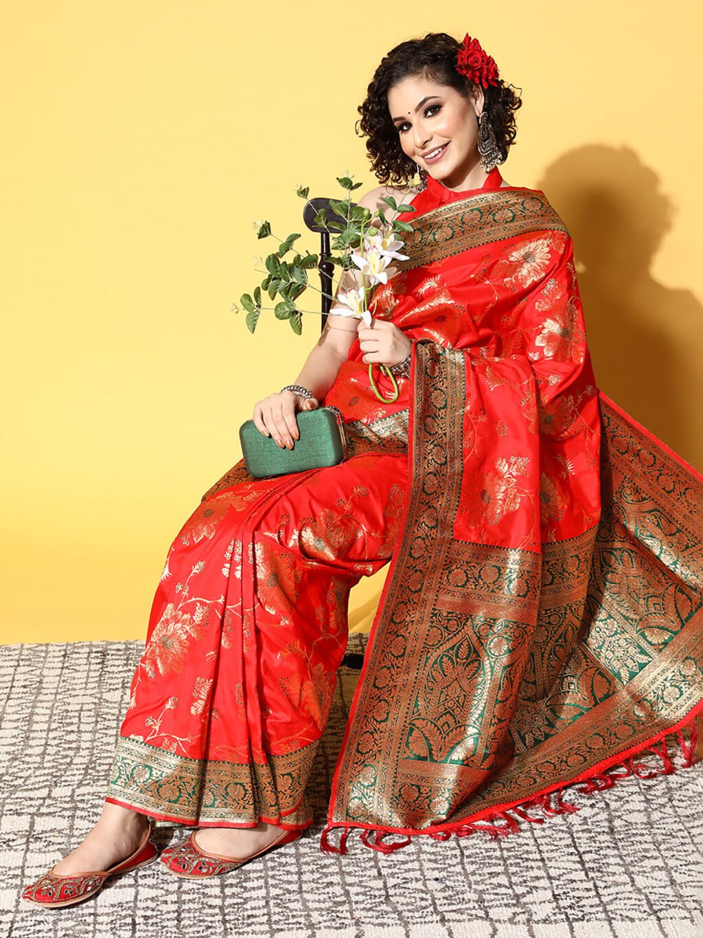 Red Silk Saree - Image 3