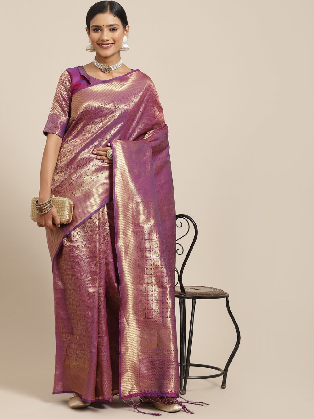 Image of Purple Silk Saree