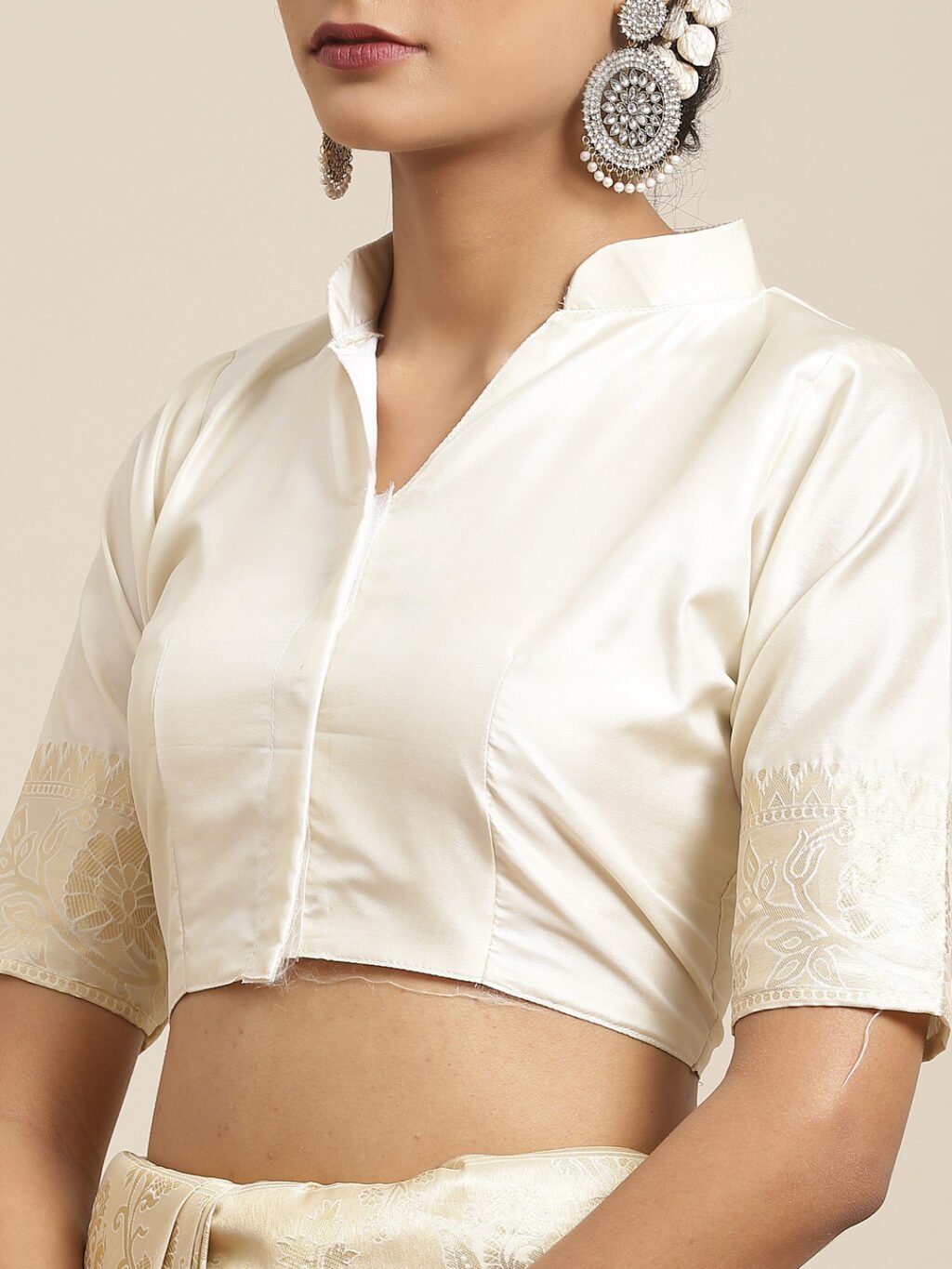 Cream Silk Saree - Image 4
