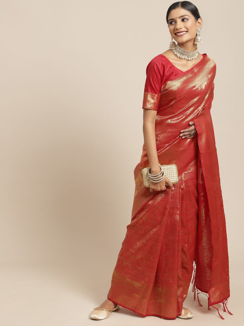 Image of Red Silk Saree