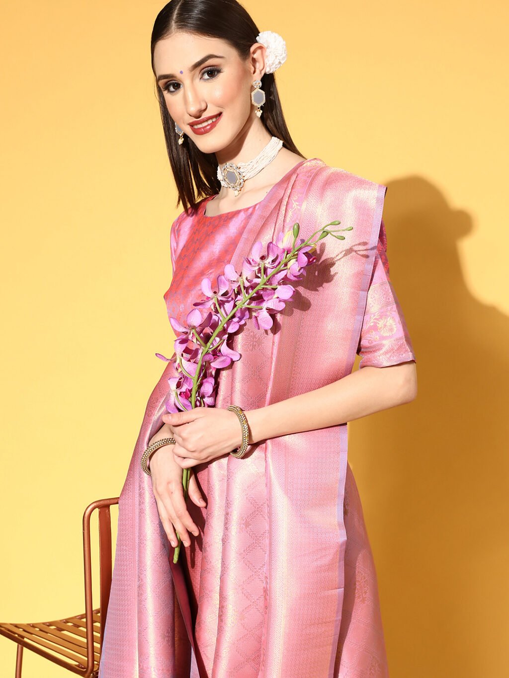 Mauve Silk Saree - Image 4
