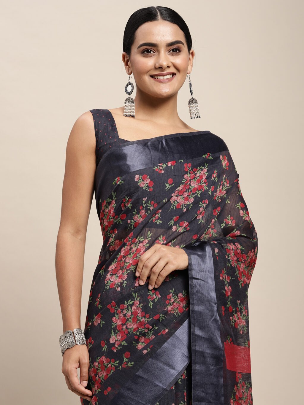 Grey Silk Saree Cotton Saree - Image 4