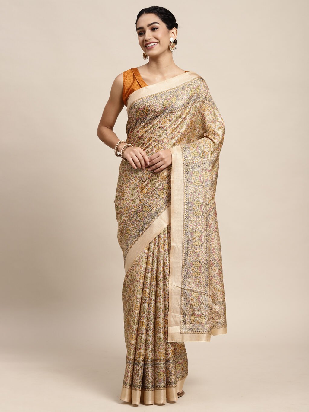 Image of Yellow Silk Saree
