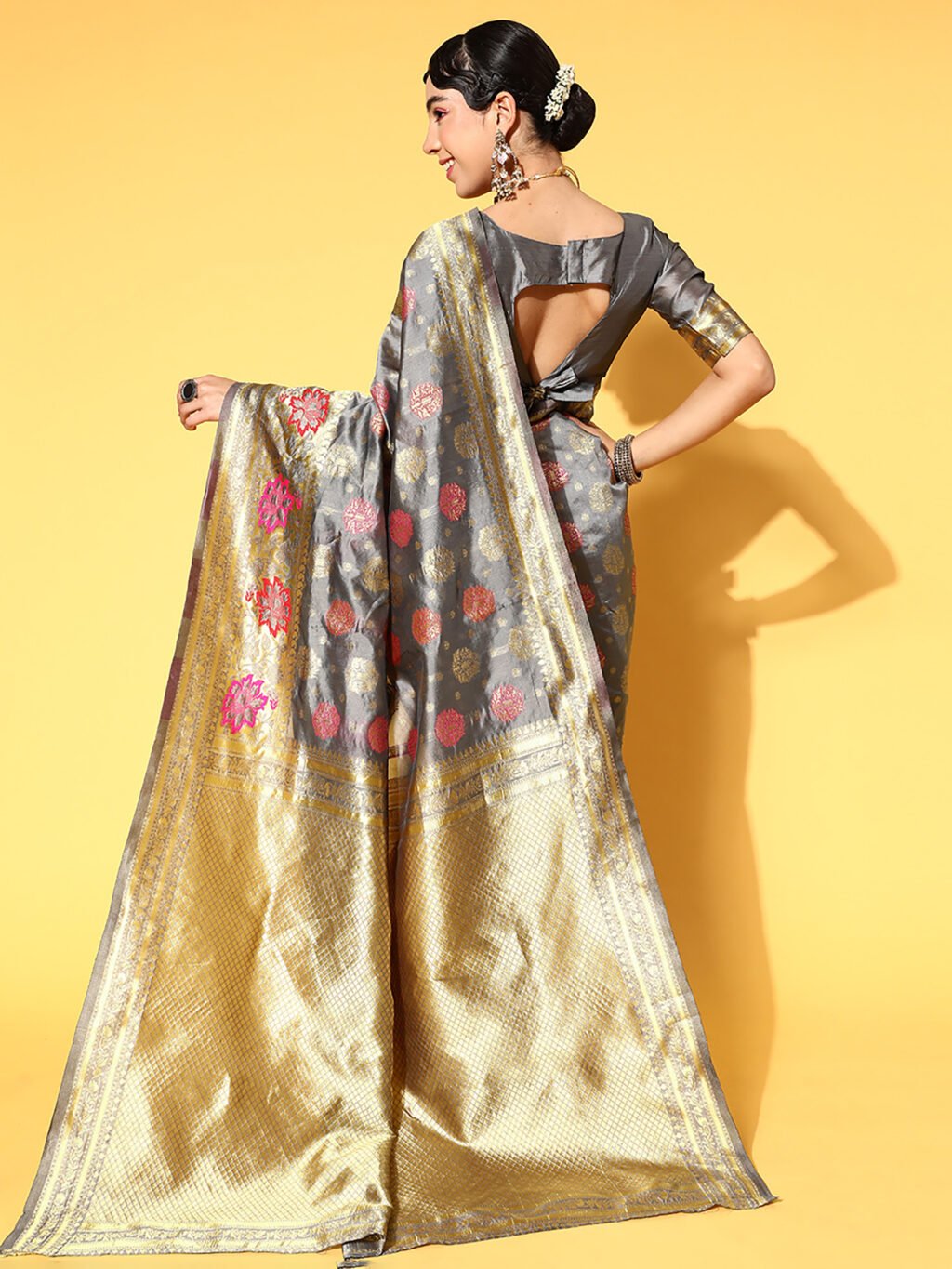 showcasing the beauty and craftsmanship of Silk Saree.