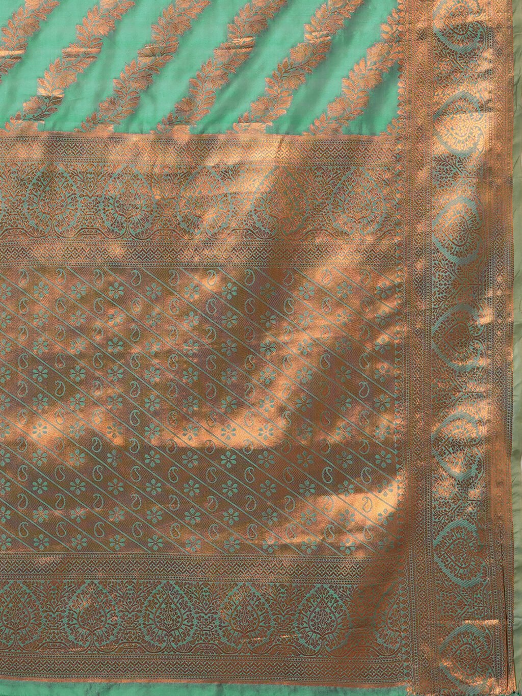 Teal Blue Silk Saree - Image 3