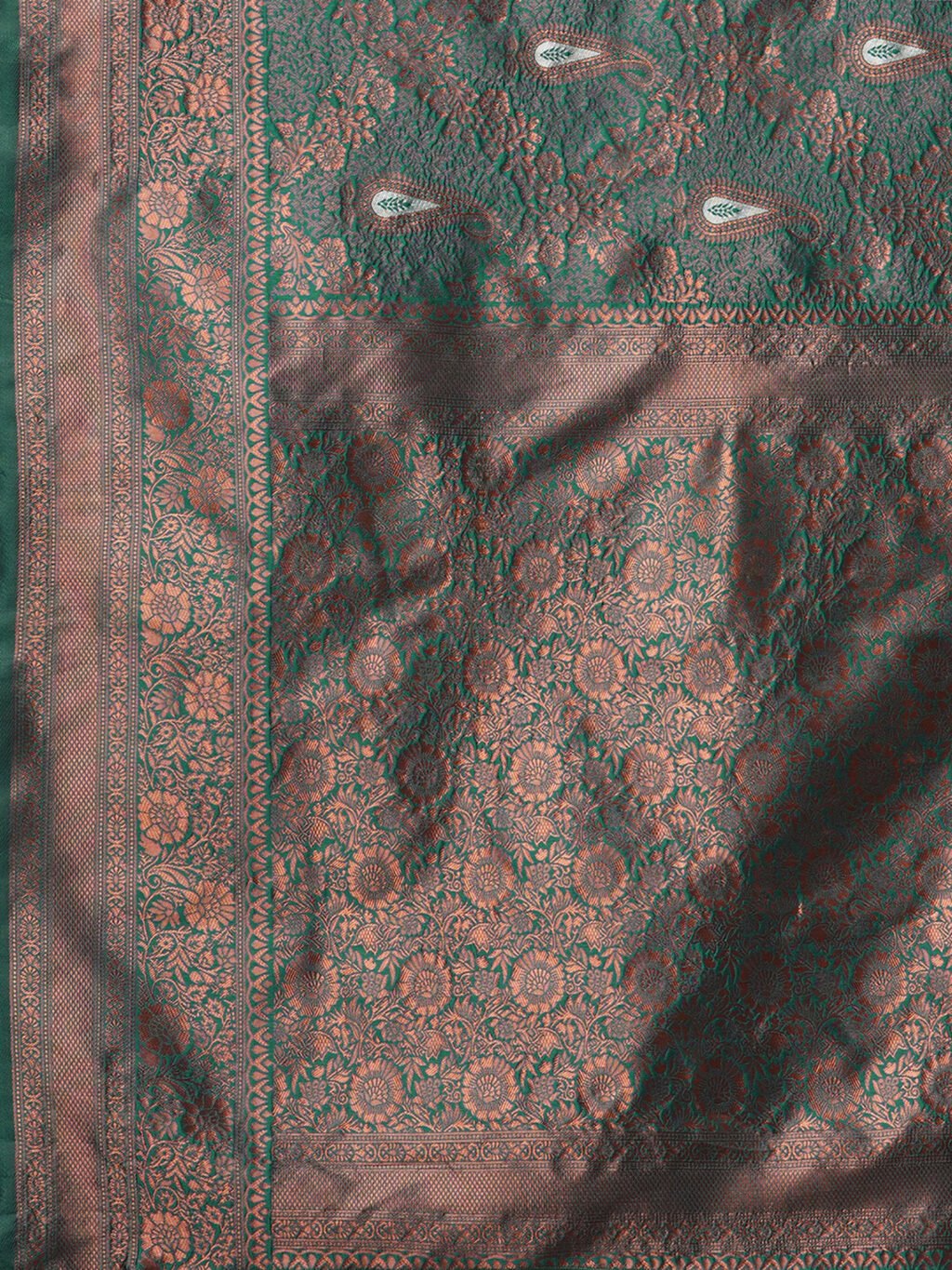 Teal Blue Silk Saree - Image 3