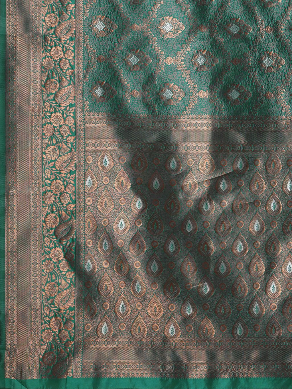 Teal Blue Silk Saree - Image 3