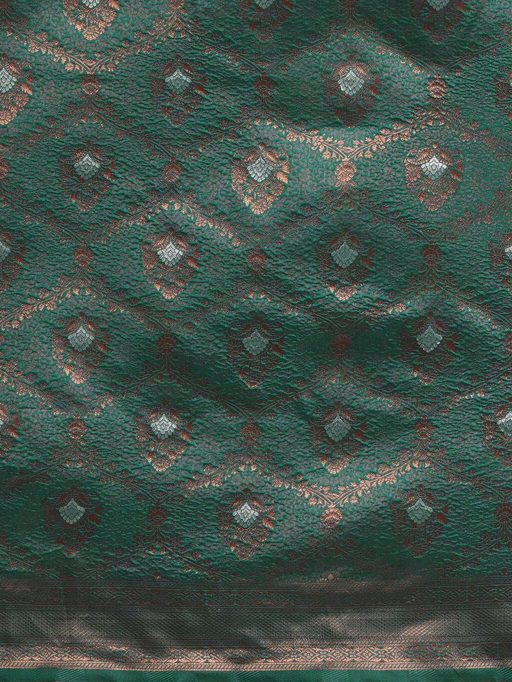Teal Blue Silk Saree - Image 4