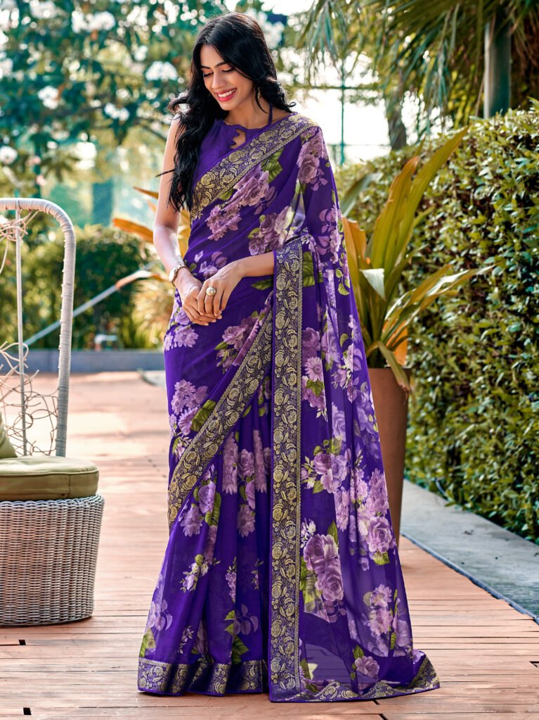 Image of Violet Georgette Saree