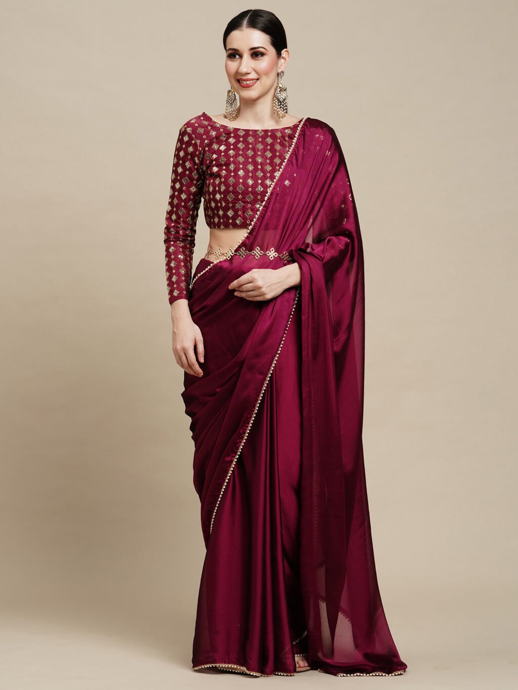 Image of Purple Georgette Saree
