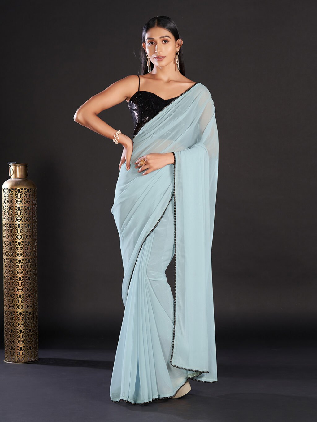 Image of Blue Georgette Saree