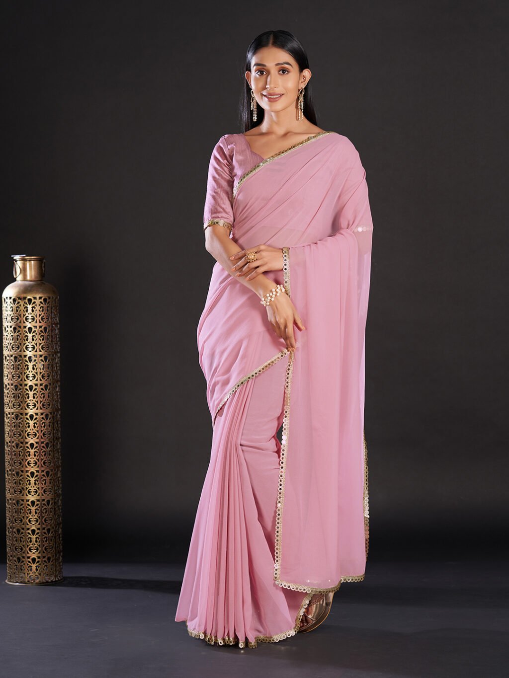 Image of Mauve Georgette Saree
