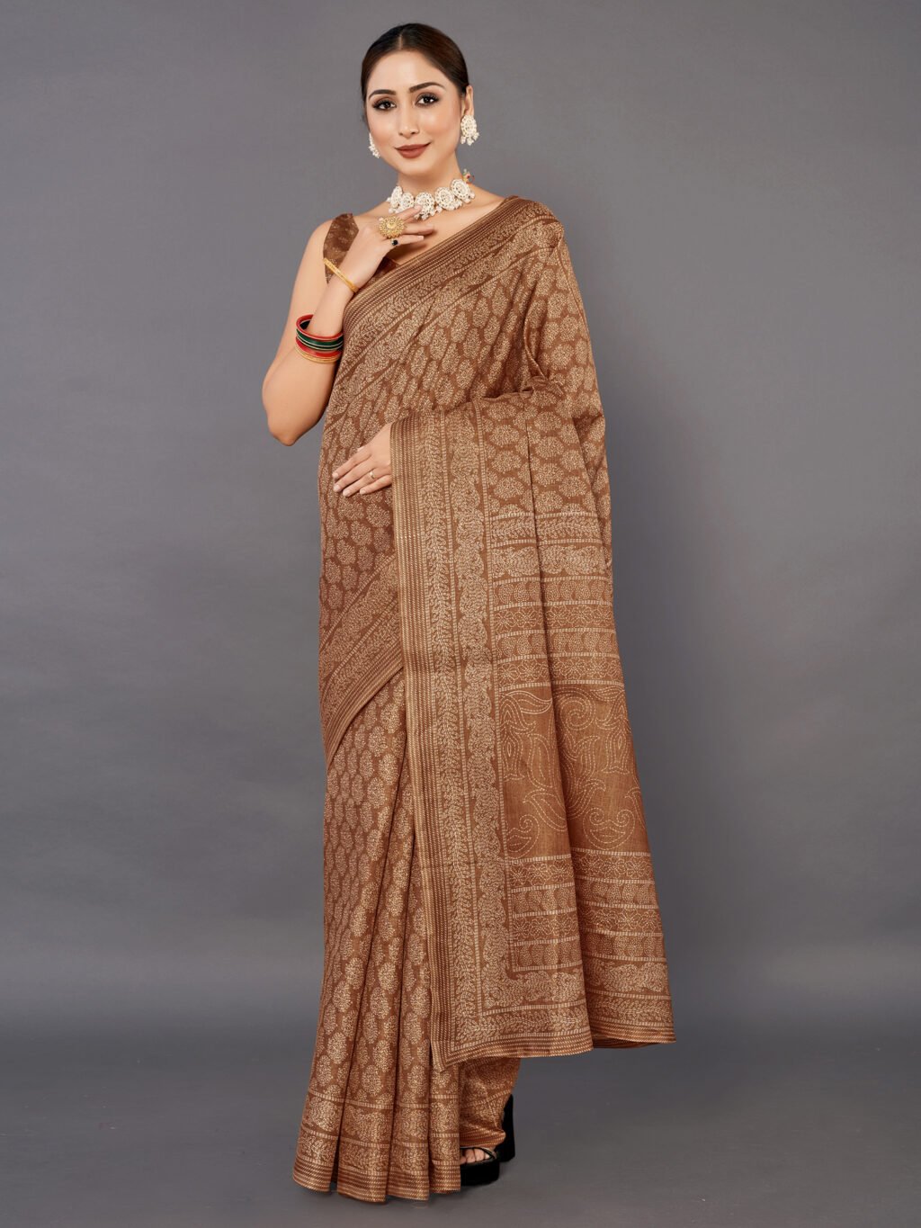 Image of Brown Silk Saree