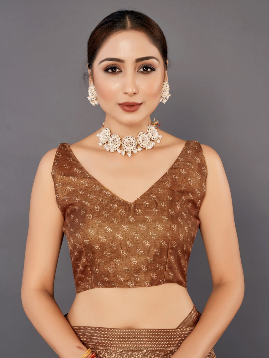 Stylish Brown Bhagalpuri Silk Saree - Image 4