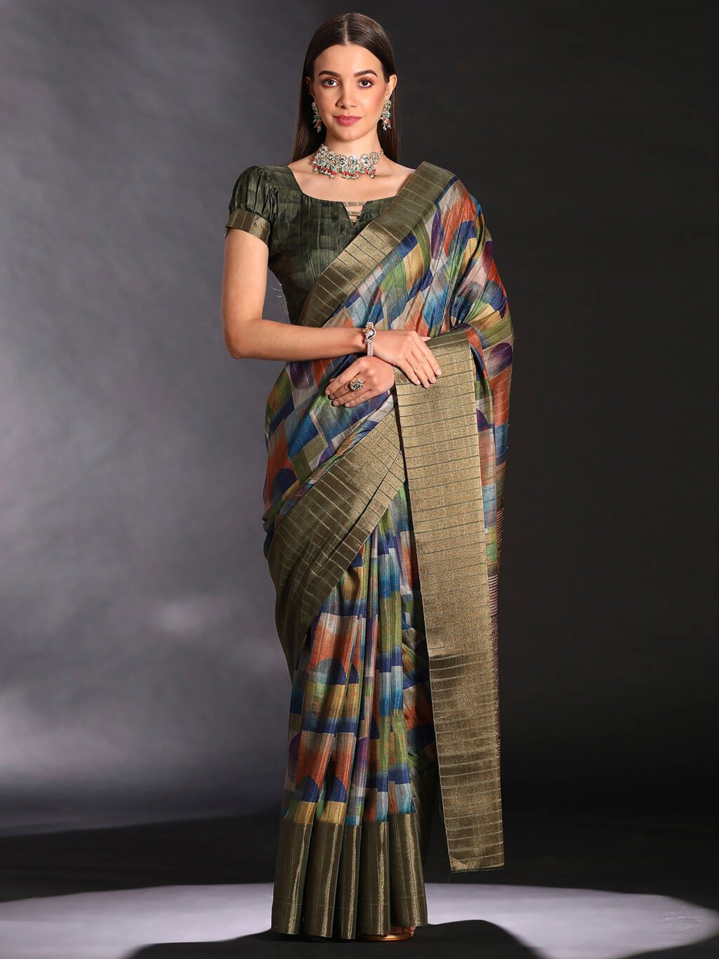 Image of Multicolored Silk Saree