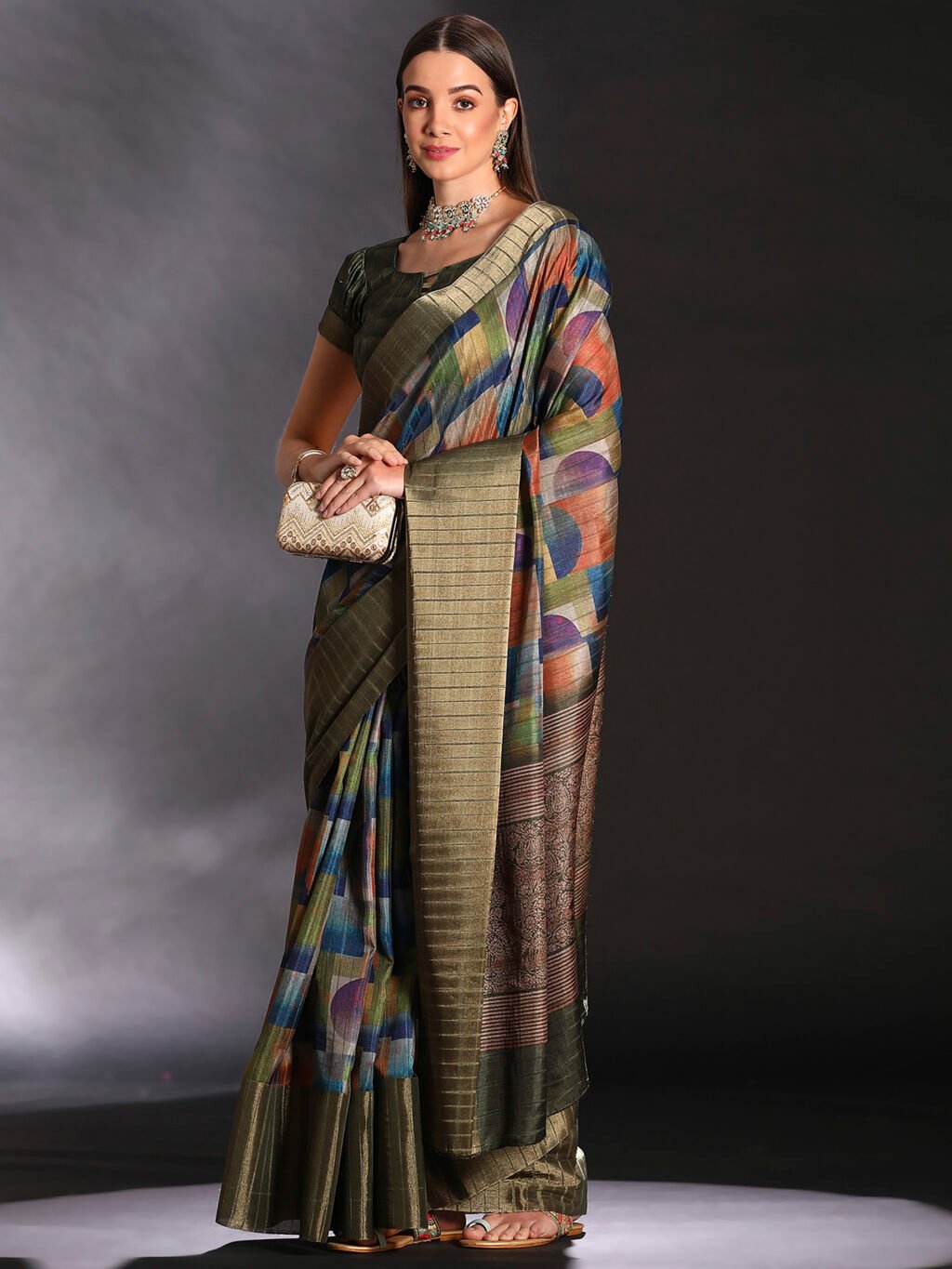 Multicolored Silk Saree - Image 3