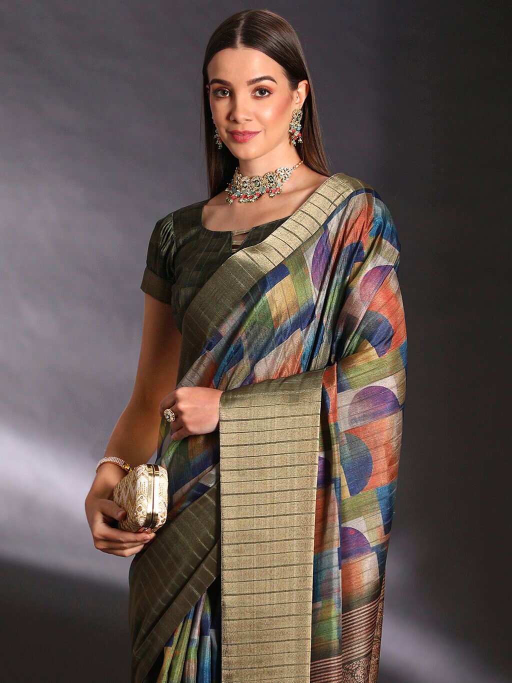 Multicolored Silk Saree - Image 4