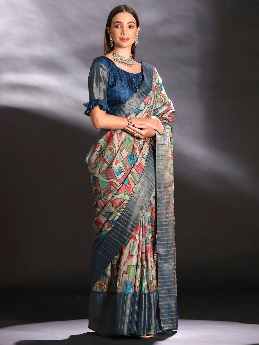 Multicolored Silk Saree - Image 3