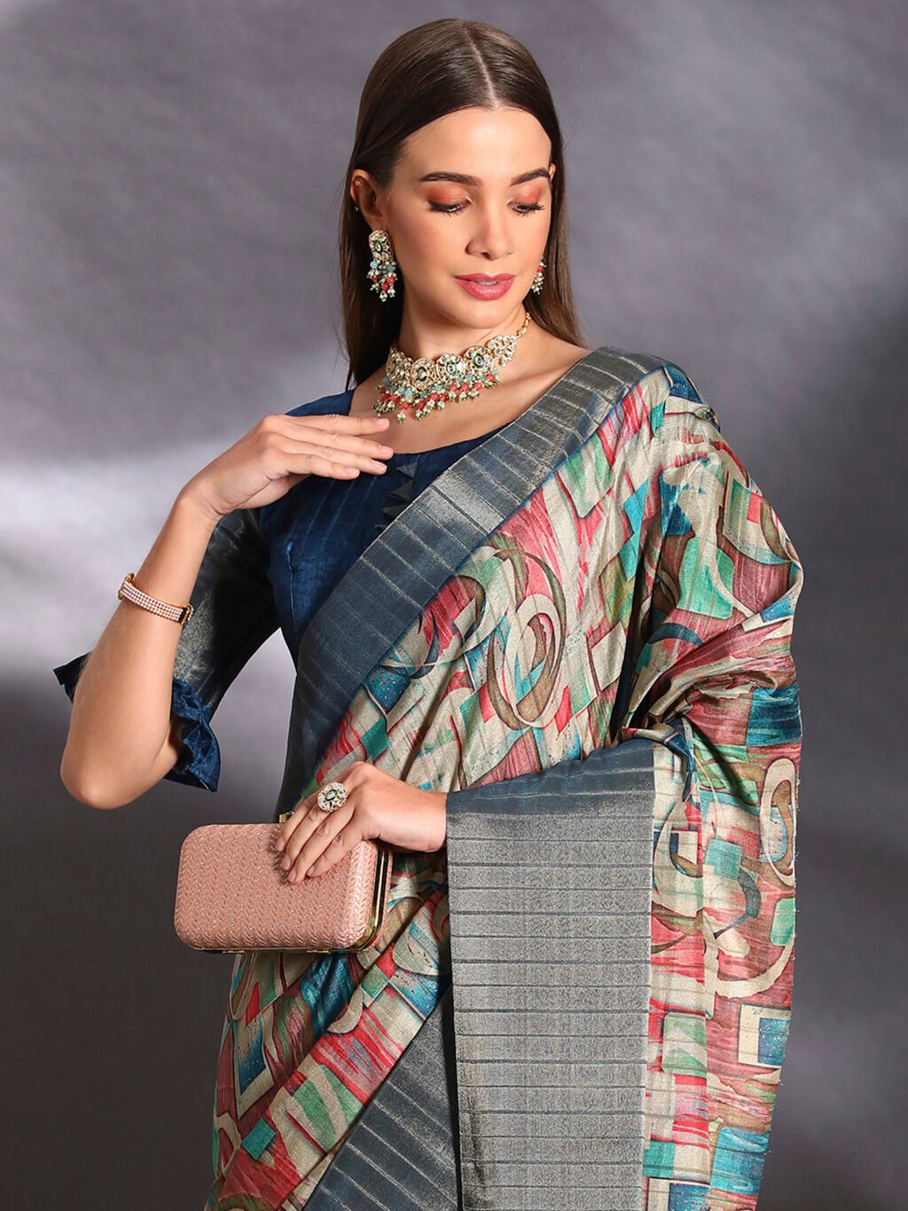 Multicolored Silk Saree - Image 4