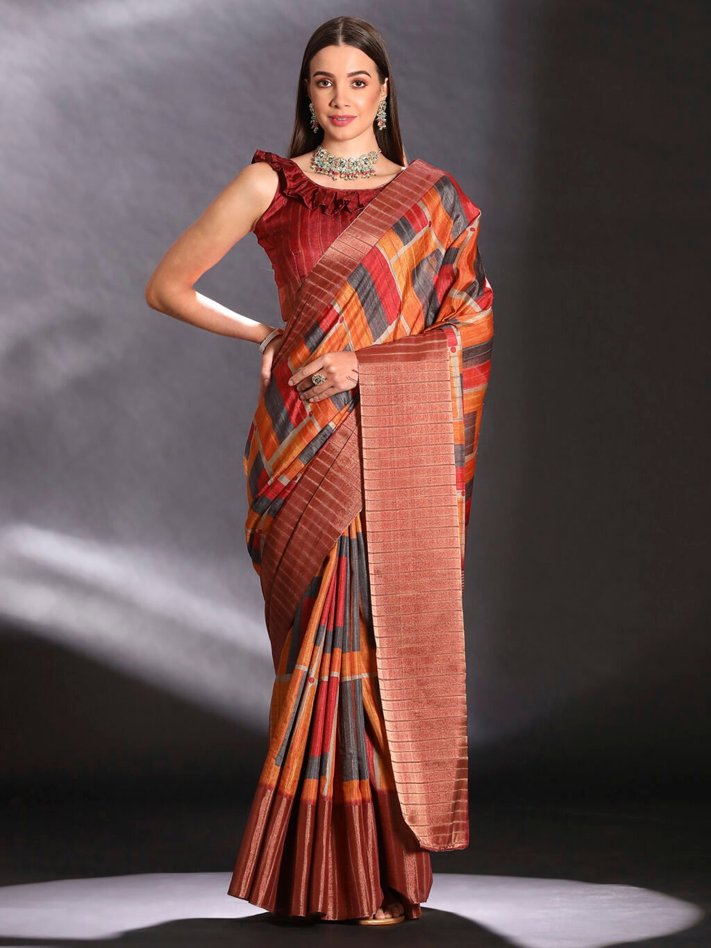 Image of Multicolored Silk Saree