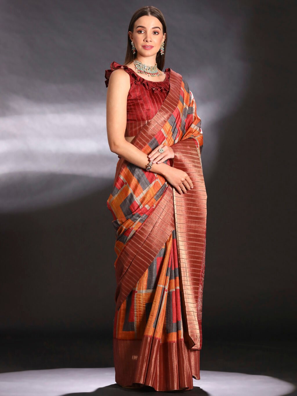 Multicolored Silk Saree - Image 3