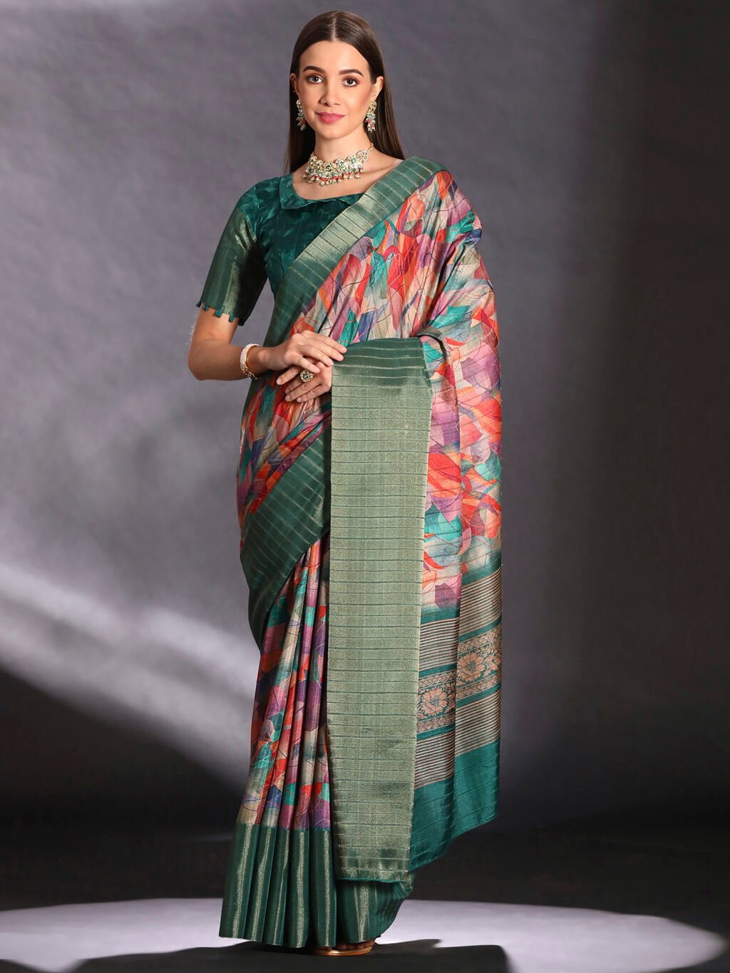 Image of Multicolored Silk Saree