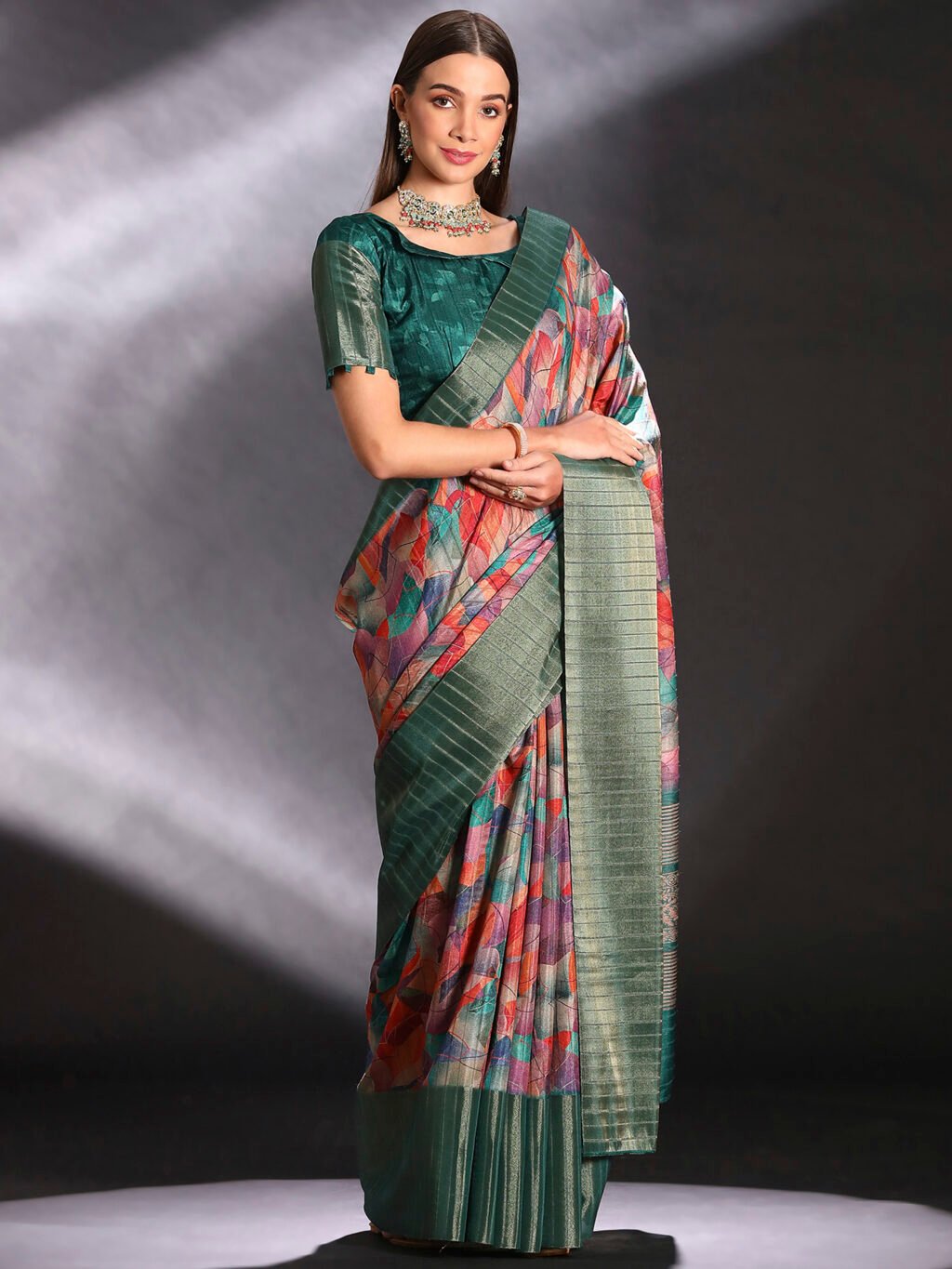 Multicolored Silk Saree - Image 3