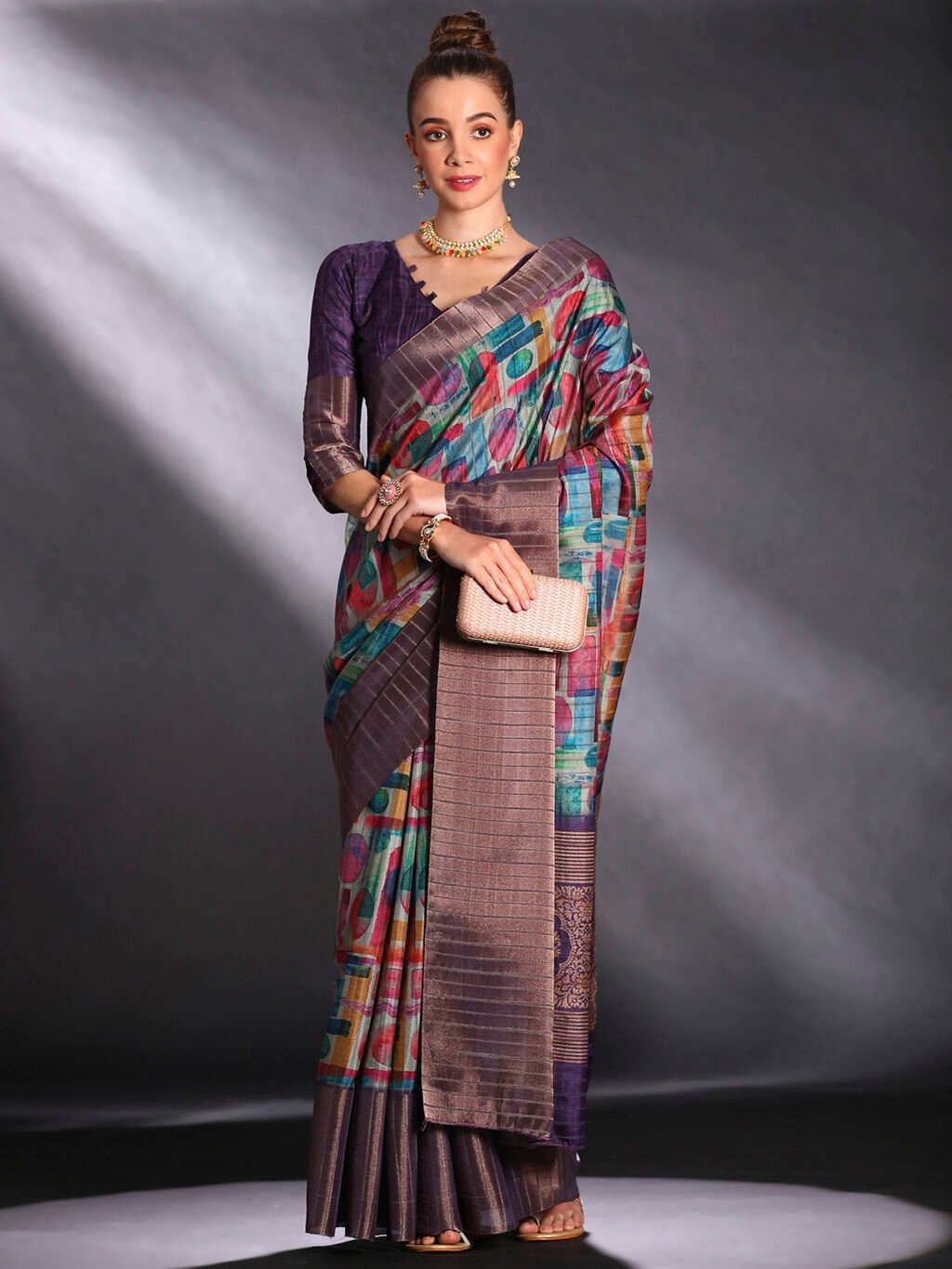 Image of Multicolored Silk Saree