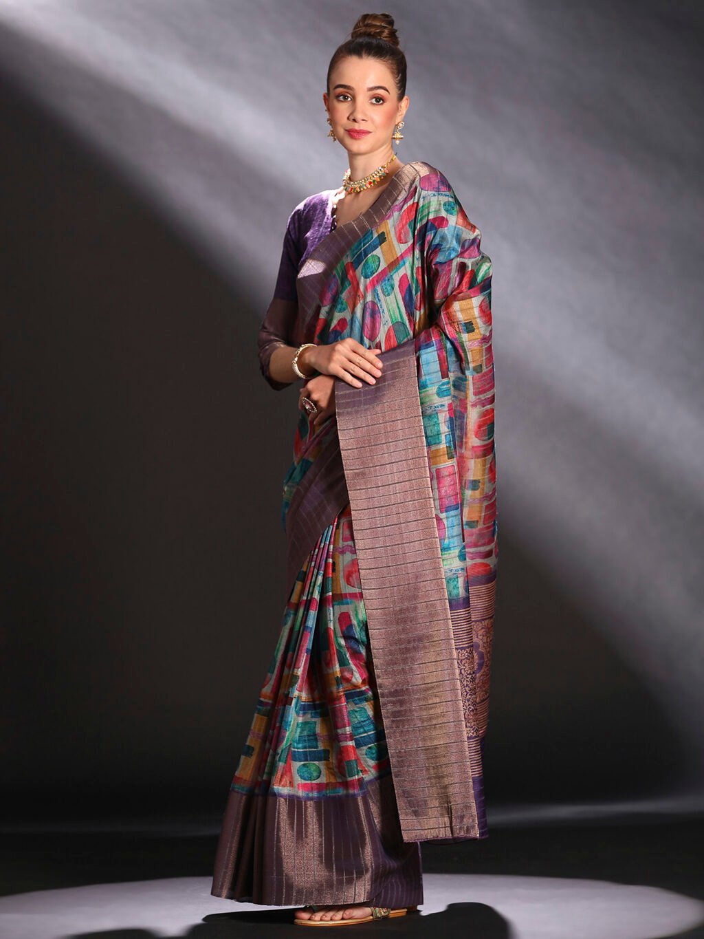 Multicolored Silk Saree - Image 3