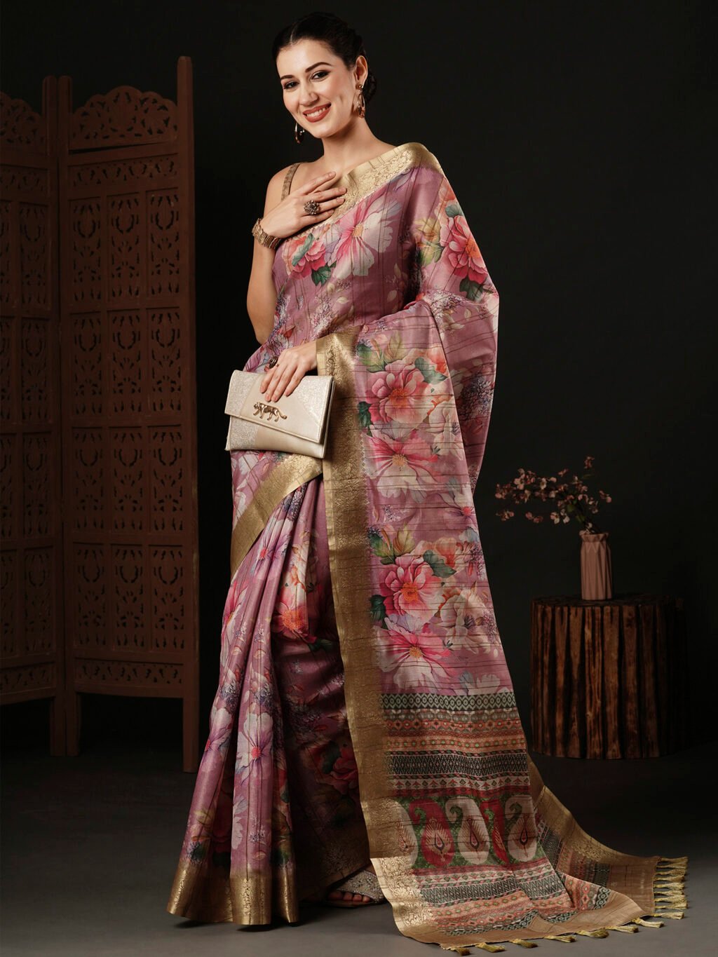 Mauve Silk Saree - Image 3