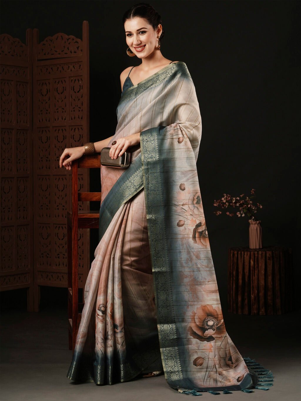 Peach Silk Saree - Image 3