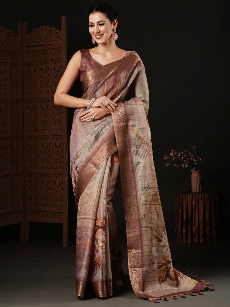 Image of Brown Silk Saree