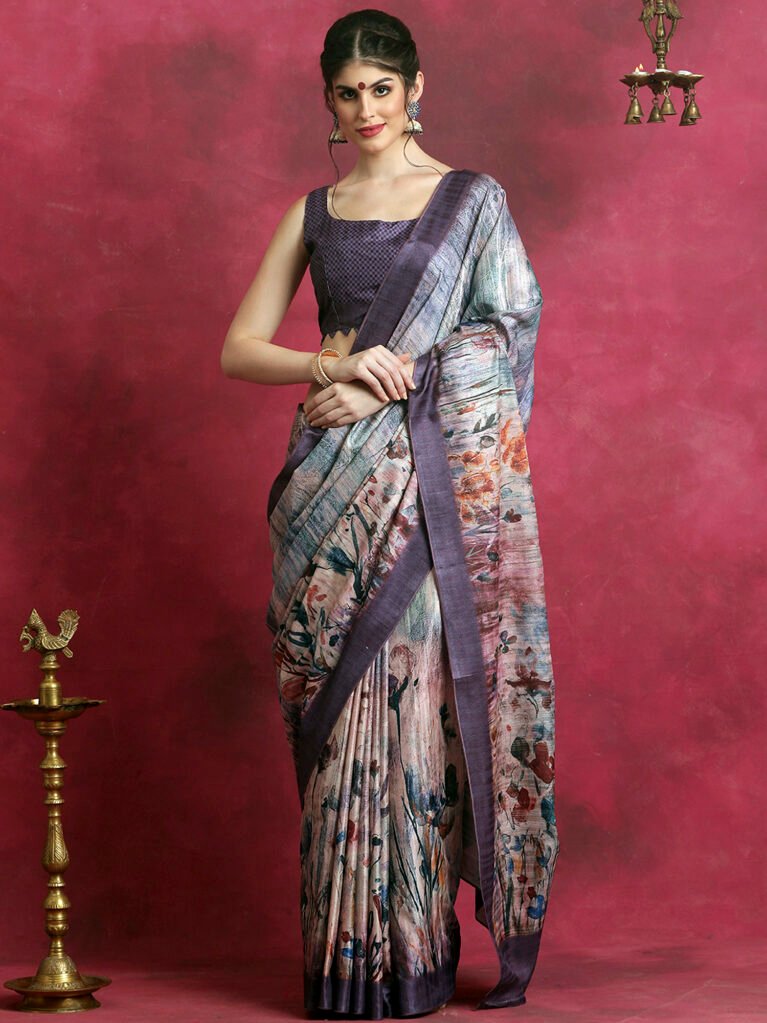 Image of Violet Cotton Saree