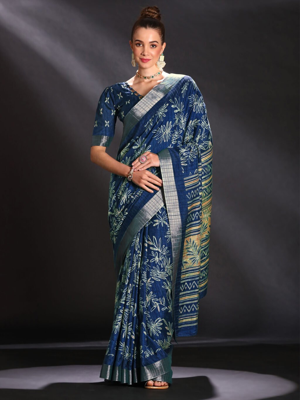 Image of Navy Blue Silk Saree