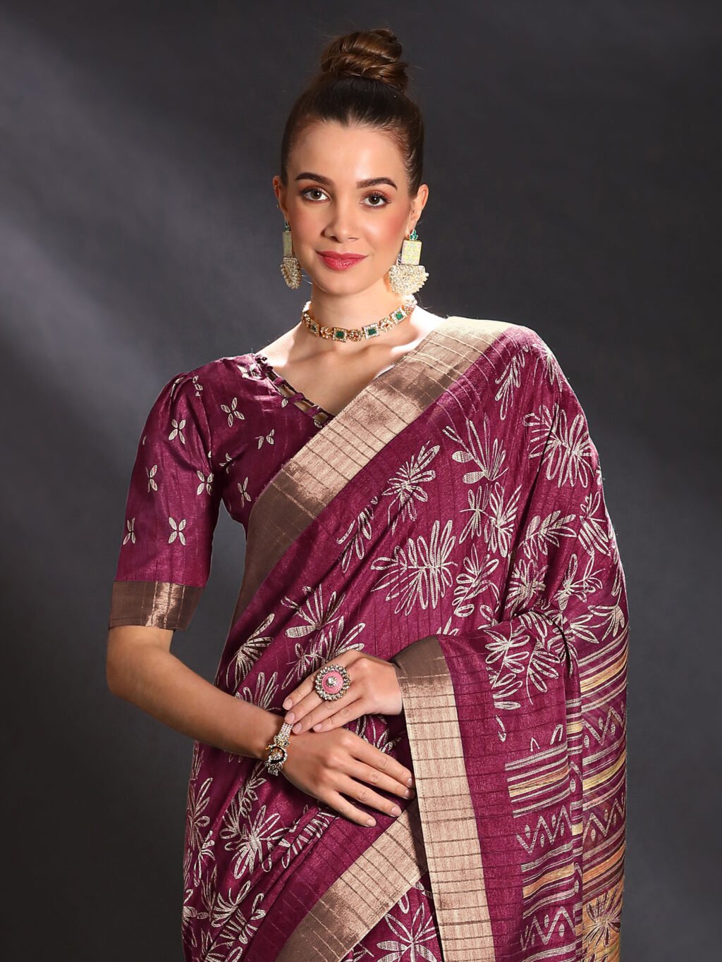 Magenta Silk Saree - Image 4